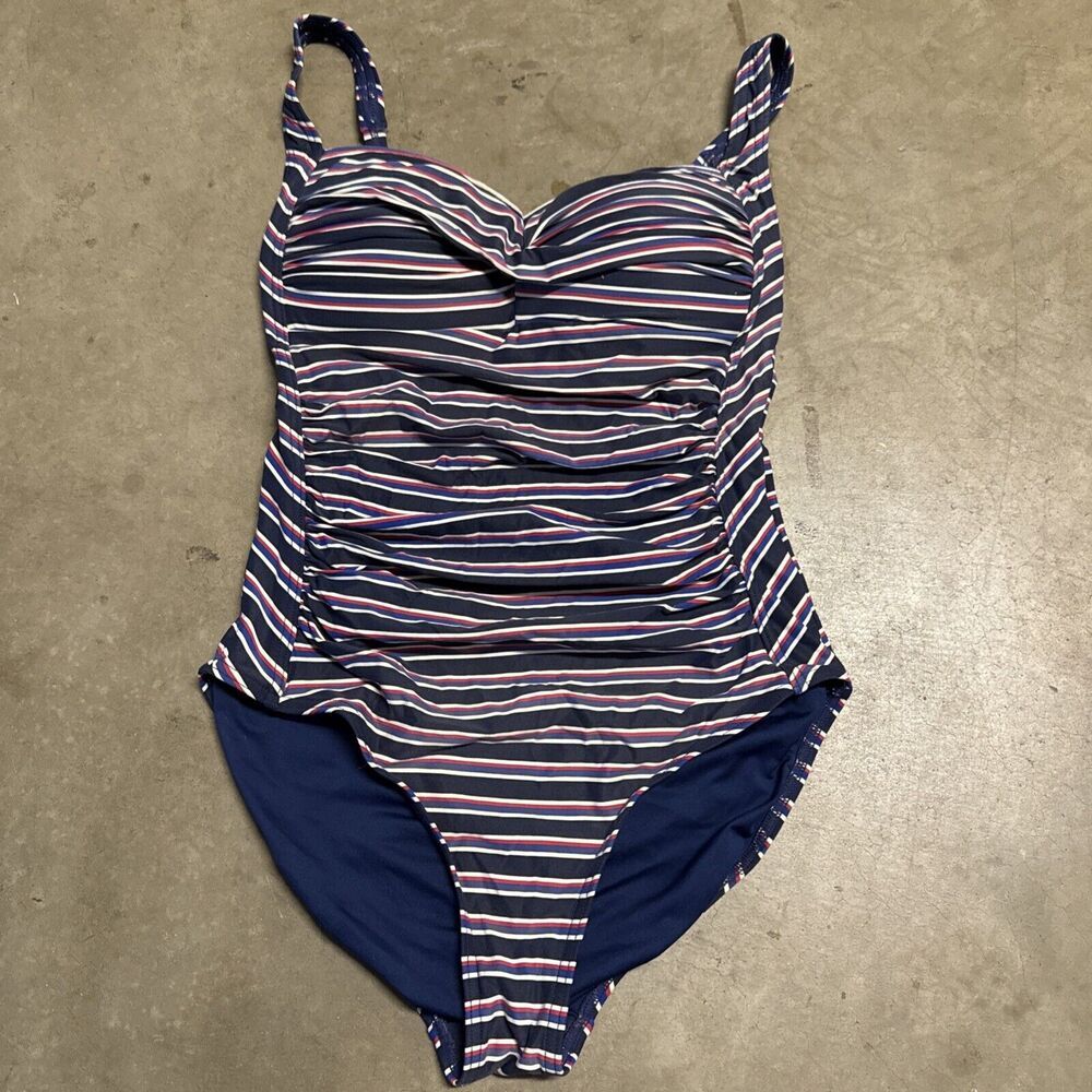 Nip Tuck Swim Joanne Poolside Stripes One-Piece‎ Swimsuit 6 Tummy Control Garden